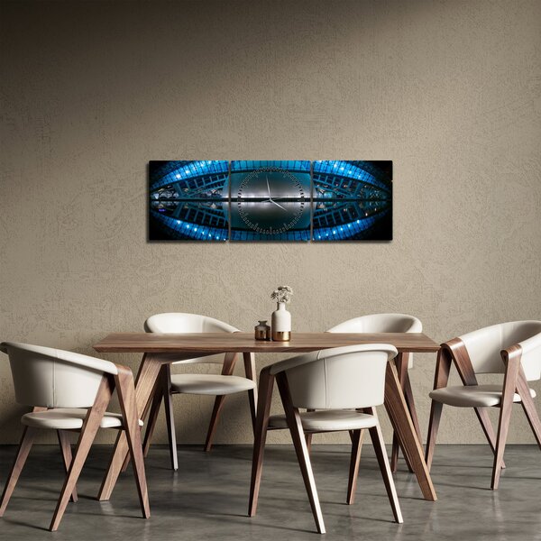 Tablou cu stadion de fotbal (cu ceas) (90x30 cm)
