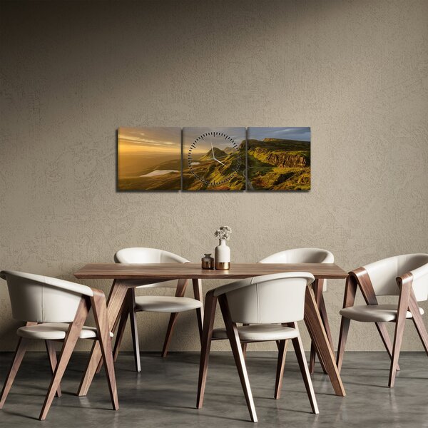 Tablou cu munți (cu ceas) (90x30 cm)