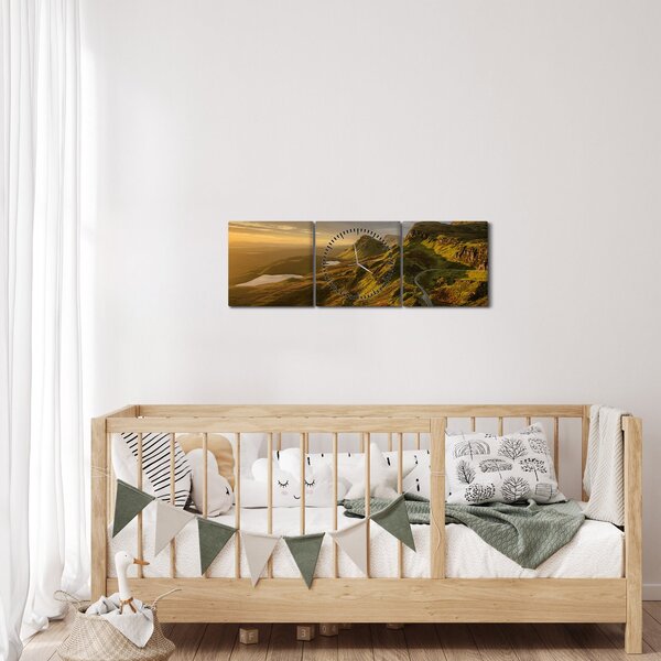 Tablou cu munți (cu ceas) (90x30 cm)