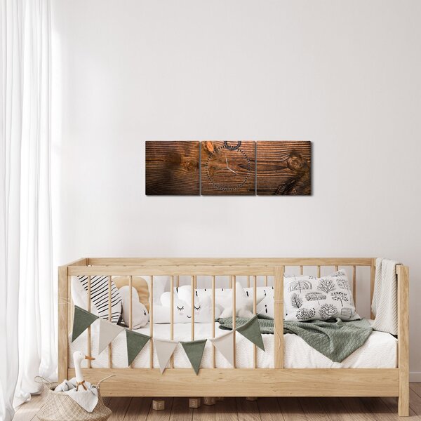 Tablou textura lemnului (cu ceas) (90x30 cm)