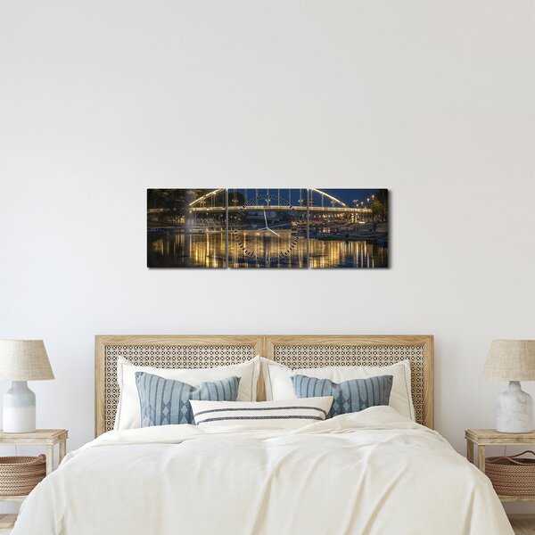 Tablou cu făntână arteziană (cu ceas) (90x30 cm)