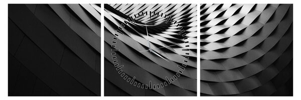 Tablou abstract - spirală alb neagră (cu ceas) (90x30 cm)