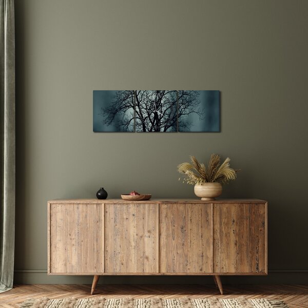 Tablou copaci în eclipsă (cu ceas) (90x30 cm)