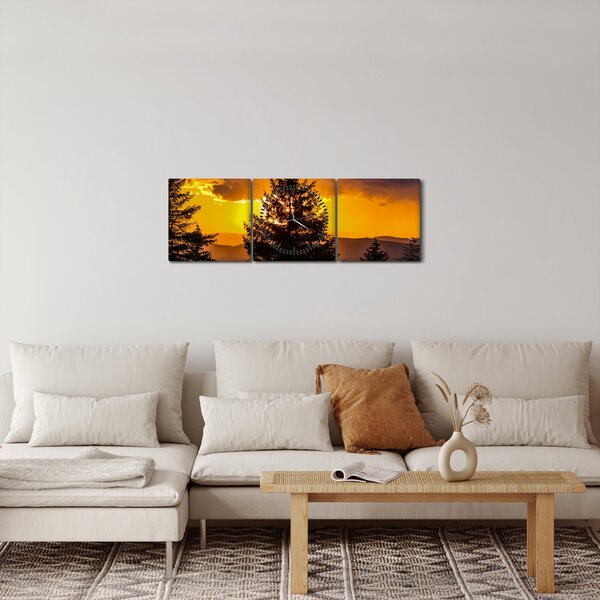 Tablou - coniferi (cu ceas) (90x30 cm)