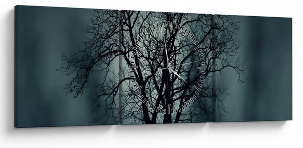 Tablou copaci în eclipsă (cu ceas) (90x30 cm)