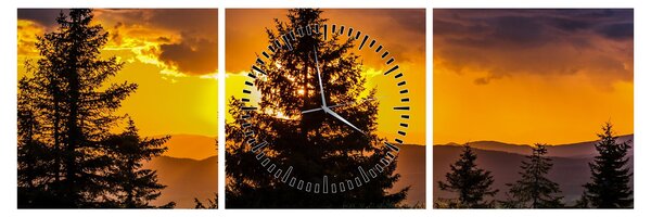 Tablou - coniferi (cu ceas) (90x30 cm)