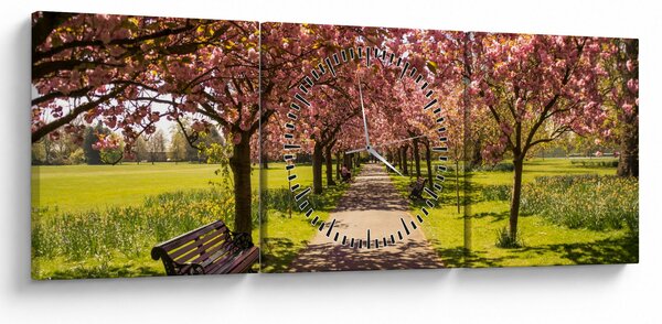 Tablou - livada cu cireși (cu ceas) (90x30 cm)
