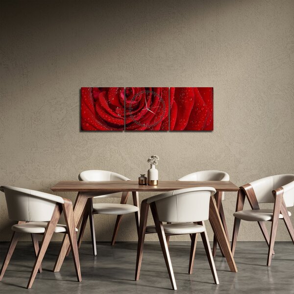 Tablou - detaliu de trandafir (cu ceas) (90x30 cm)