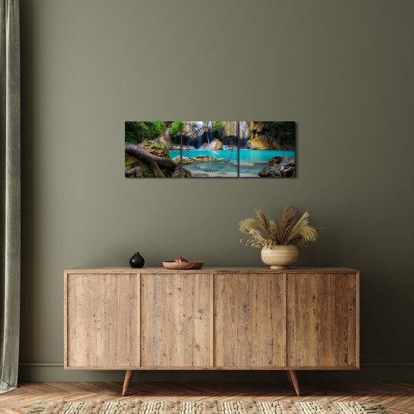 Tablou cu cascade (cu ceas) (90x30 cm)