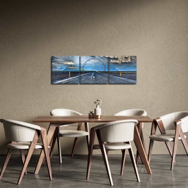 Tablou cu drum în furtună (cu ceas) (90x30 cm)