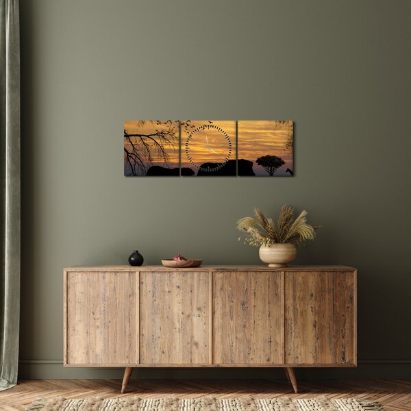 Tablou cu Safari (cu ceas) (90x30 cm)