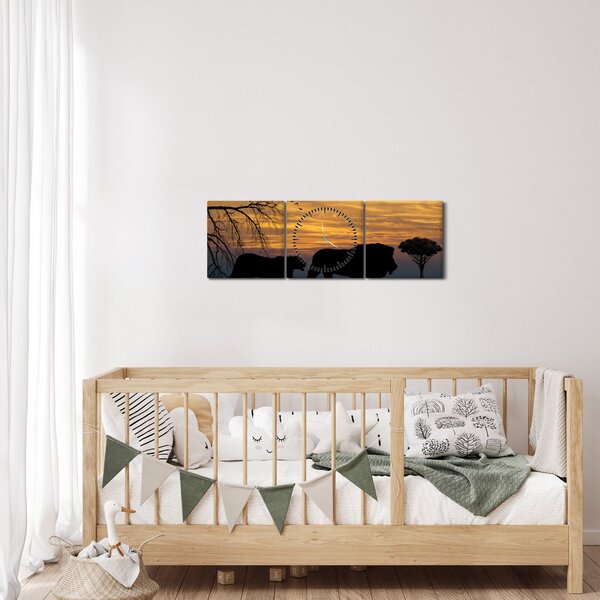 Tablou cu Safari (cu ceas) (90x30 cm)