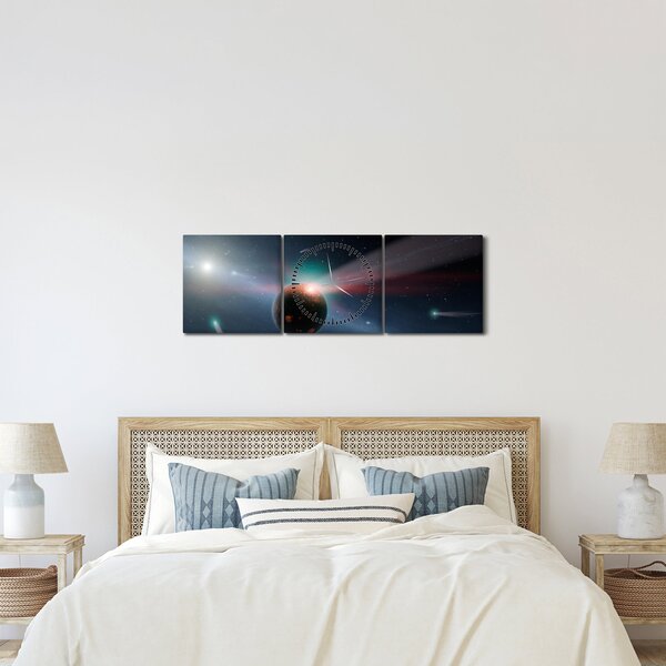 Tablou cu planetă mică (cu ceas) (90x30 cm)