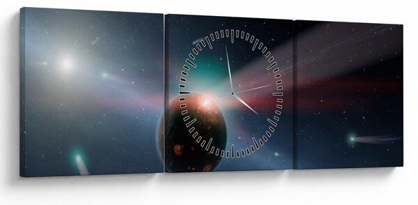 Tablou cu planetă mică (cu ceas) (90x30 cm)