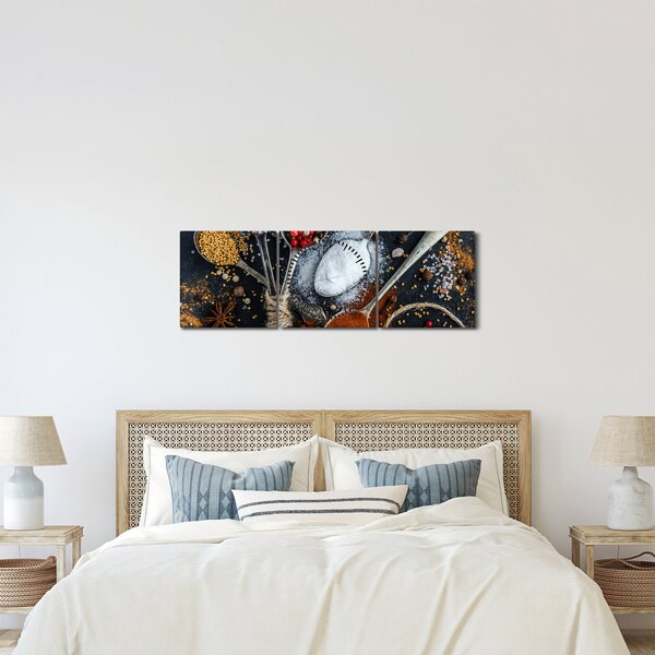Tablou cu condimente (cu ceas) (90x30 cm)