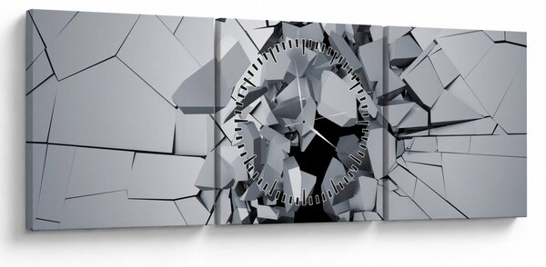 Tablou abstracție 3D (cu ceas) (90x30 cm)