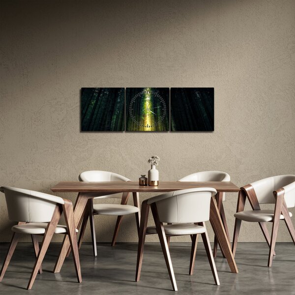 Tablou cu pădurea întunecată (cu ceas) (90x30 cm)