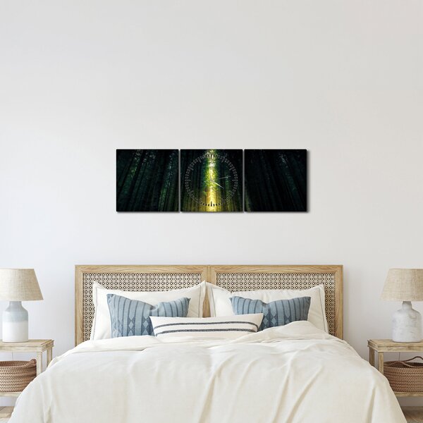 Tablou cu pădurea întunecată (cu ceas) (90x30 cm)