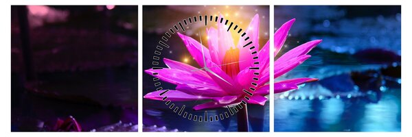 Tablou cu lotus pe apă (cu ceas) (90x30 cm)