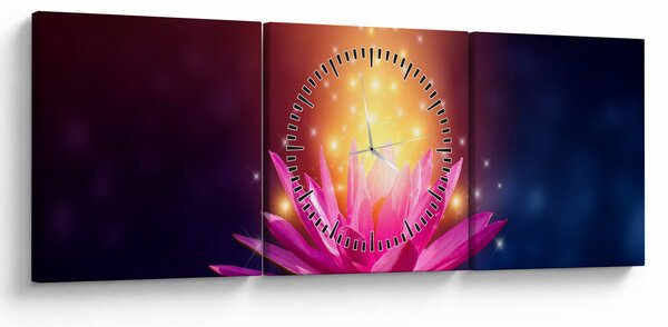 Tablou cu lotus pe apă (cu ceas) (90x30 cm)