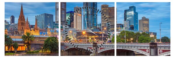 Tablou cu orașul Melbourne (cu ceas) (90x30 cm)