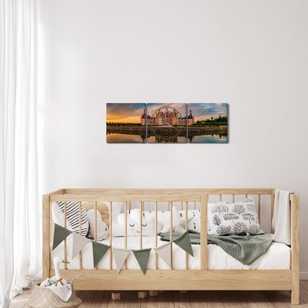 Tablou cu castel (cu ceas) (90x30 cm)