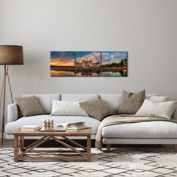 Tablou cu castel (cu ceas) (90x30 cm)
