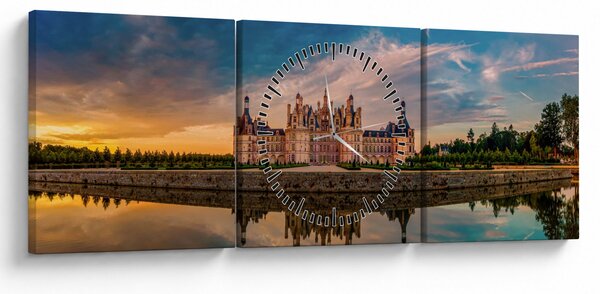 Tablou cu castel (cu ceas) (90x30 cm)