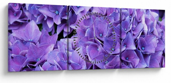 Tablou cu flori violete (cu ceas) (90x30 cm)