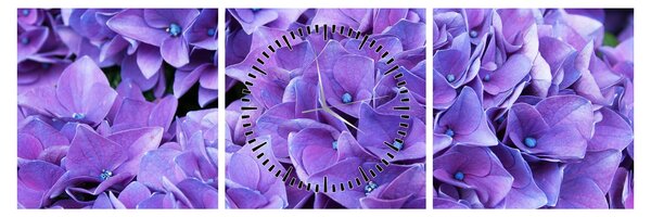 Tablou cu flori violete (cu ceas) (90x30 cm)