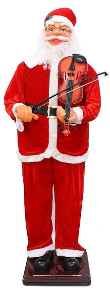 Mos Craciun cu vioara, figurina muzicala 180 cm, canta si danseaza, suport sustinere, senzor sunet