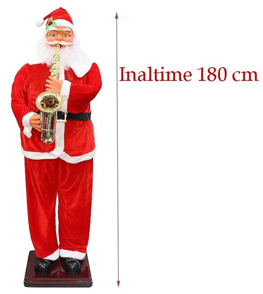 Mos Craciun cu trompeta, inaltime 180 cm, figurina muzica si miscari dans, senzor sunet