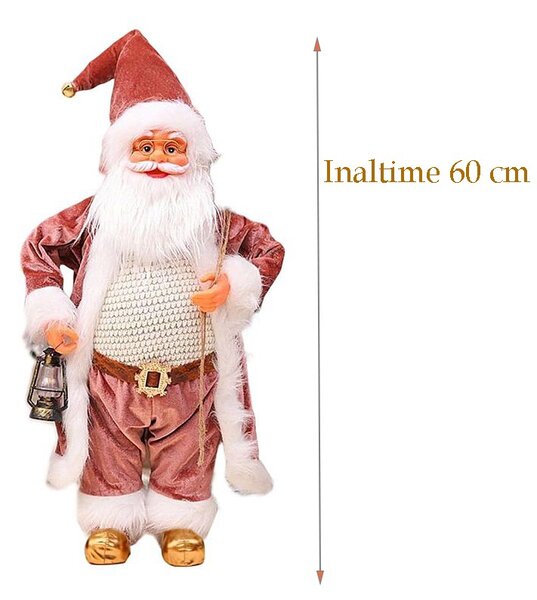 Mos Craciun cu felinar, figurina decorativa, inaltime 60 cm