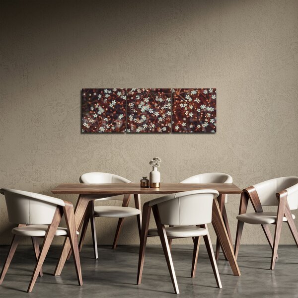 Tablou cu floare de nu mă uita (cu ceas) (90x30 cm)