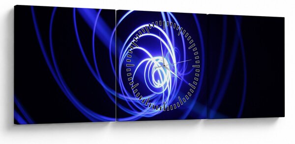 Tablou cu spirale albastre (cu ceas) (90x30 cm)