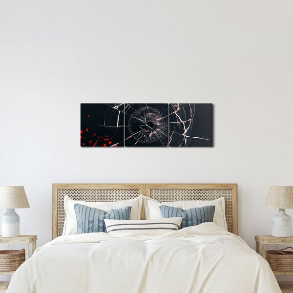 Tablou abstract - sticla spartă (cu ceas) (90x30 cm)