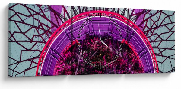 Tablou abstrac - crengi violete (cu ceas) (90x30 cm)