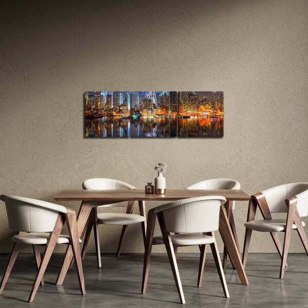 Tablou cu Manhattan noaptea (cu ceas) (90x30 cm)