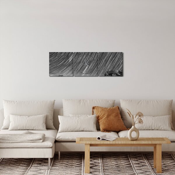 Tablou albnegru cu cerul și stele (cu ceas) (90x30 cm)