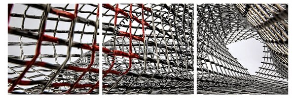 Tablou cu construcție din fier (cu ceas) (90x30 cm)