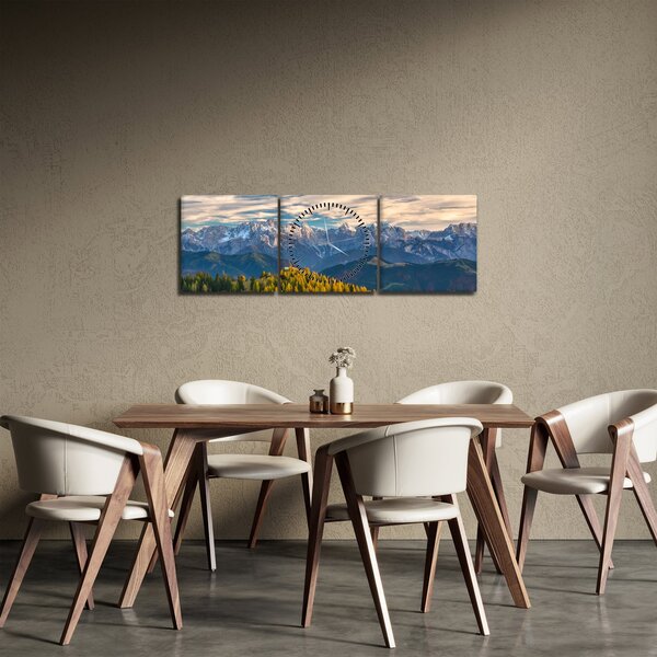 Tablou - panorama montană (cu ceas) (90x30 cm)