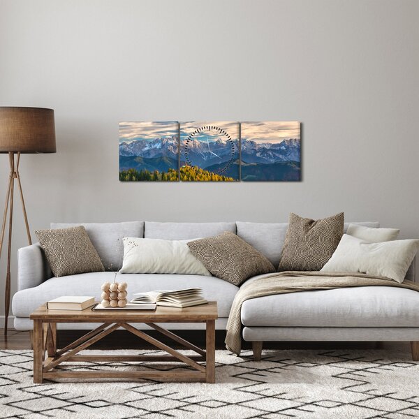 Tablou - panorama montană (cu ceas) (90x30 cm)