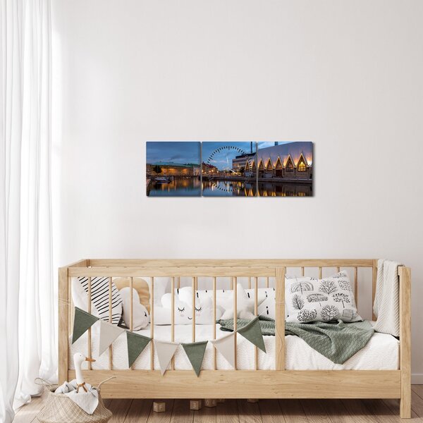 Tablou cu canalul - Göteborg (cu ceas) (90x30 cm)