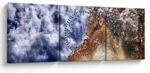 Tablou cu lup (cu ceas) (90x30 cm)