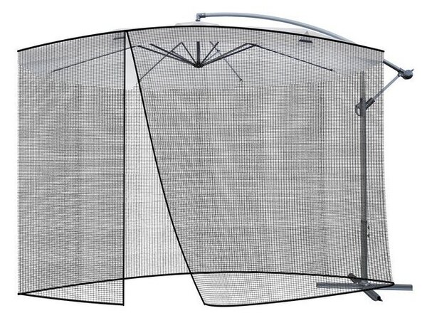 Plasa anti-insecte pentru umbrela, diametru 3,5 m, inaltime 260 cm, snur prindere, fermoar, negru