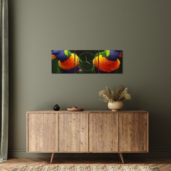 Tablou cu papagali (cu ceas) (90x30 cm)
