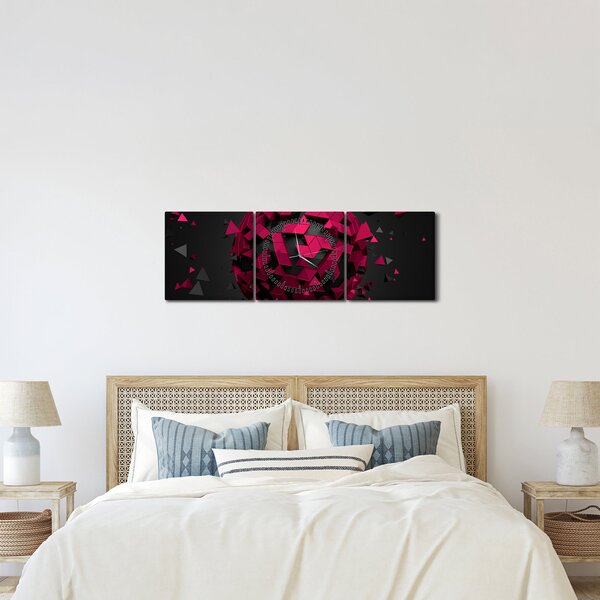 Tablou cu abstracție 3D (cu ceas) (90x30 cm)