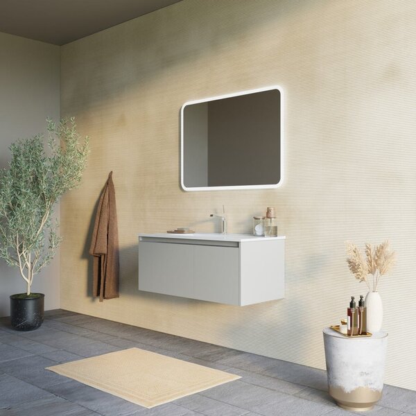 Mobilier Baie Suspendat, Bej Mat, 100cm, Cu Ușă și Sertar | Monaco