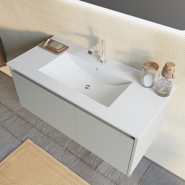 Mobilier Baie Suspendat, Bej Mat, 100cm, Cu Ușă și Sertar | Monaco