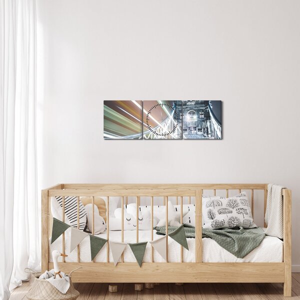 Tablou cu Tower Bridge (cu ceas) (90x30 cm)
